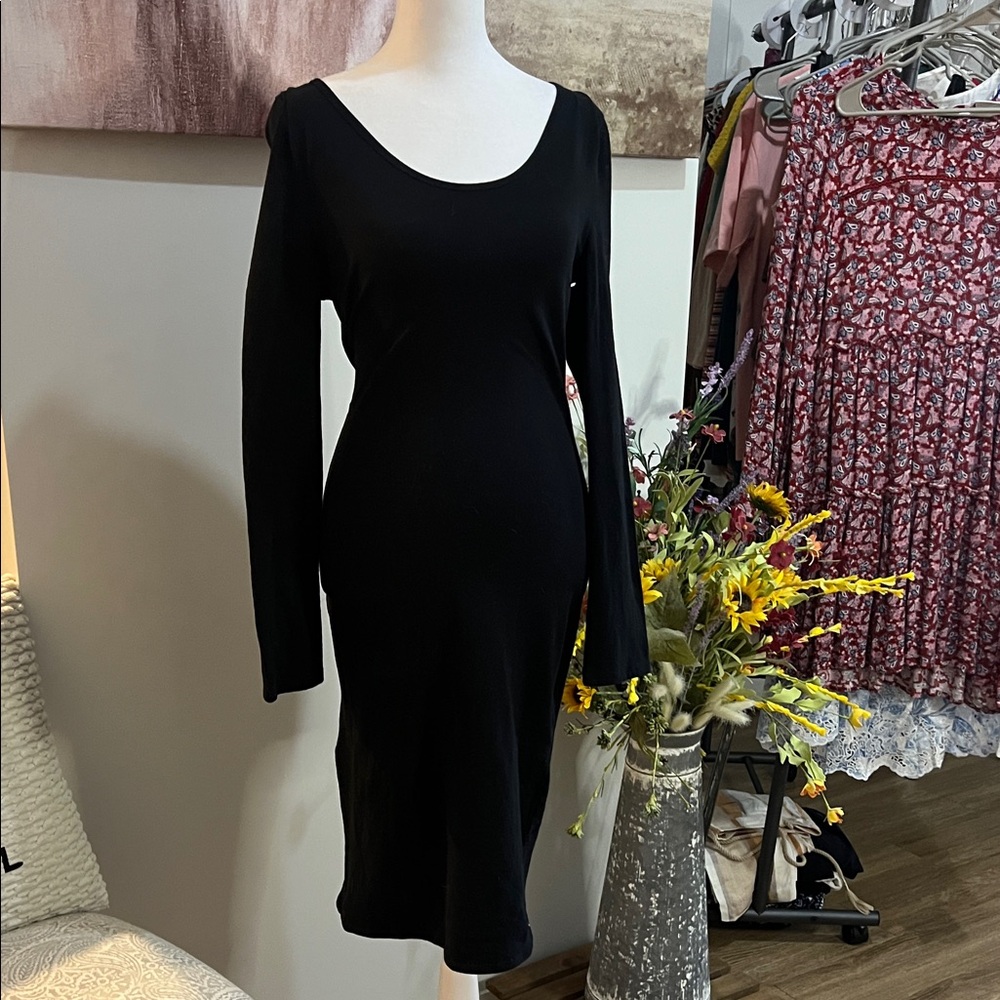 Zenana Outfitters Elegant Black Long Sleeve Dress(R)